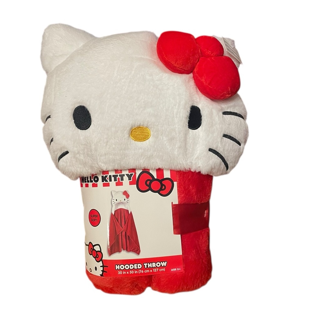 Hello Kitty Red and White Hooded Blanket